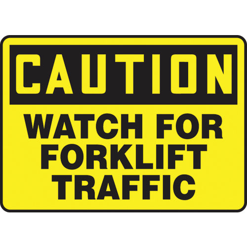 Sign, Caution Watch For Forklift Traffic, 7″ × 10″, Plastic - Americas Industrial Supply