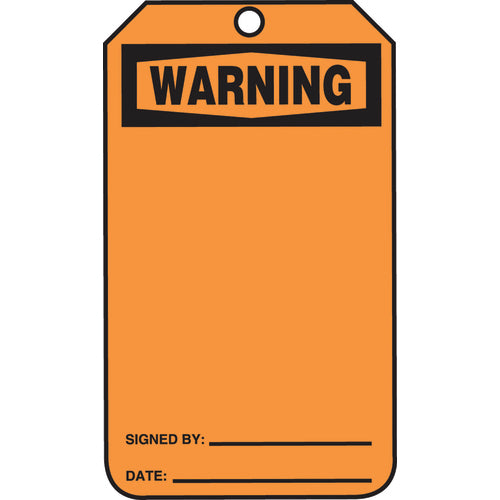 Safety Tag, Warning (Blank), 25/Pk, Cardstock - Americas Industrial Supply