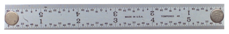 #402-018MG - 18'' Long - 4R Graduation - 1-1/8'' Wide - Rigid Magnet Rule - Americas Industrial Supply