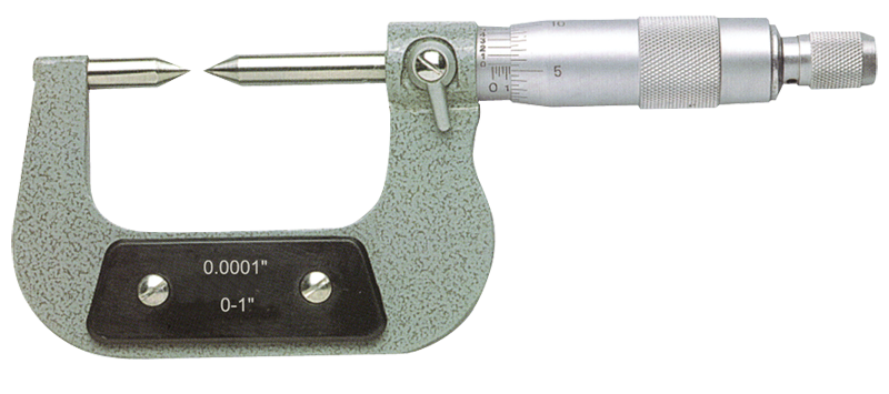 0 - 1'' Measuring Range - .0001 Graduation - Ratchet Thimble - High Speed Steel Face - Point Micrometer - Americas Industrial Supply
