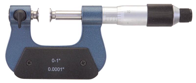 0 - 1'' Measuring Range - .0001 Graduation - Friction Thimble - High Speed Steel Face - Interchangeable Anvil Micrometer - Americas Industrial Supply