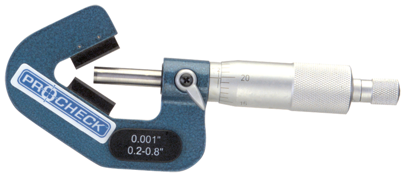 .8 - 1.4'' Measuring Range - .001 Graduation - Ratchet Thimble - High Speed Steel Face - 3-Flute V-Anvil Micrometer - Americas Industrial Supply