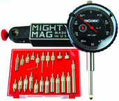 Kit Contains: 1" Procheck Indicator; Mighty Mag Base; And 22 Piece Contact Point Kit - Economy Indicator/Magnetic Base Set - Americas Industrial Supply