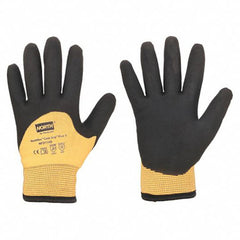 Size 9L Gloves-Cold Grip Plus 5 Hi-Viz orange shell, black foam PVC 3/4 coating. ANSI Level 4 cut protection - Americas Industrial Supply