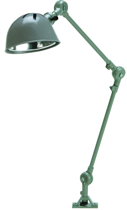 14" Uniflex Machine Lamp; 120V, 60 Watt Incandescent Light, Screw Down Base, Oil Resistant Shade, Gray Finish - Americas Industrial Supply