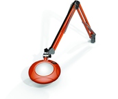 Green-Lite® 5" Brilliant Orange Round LED Magnifier; 43" Reach; Table Edge Clamp - Americas Industrial Supply