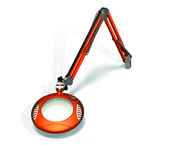 Green-Lite® 6" Brilliant Orange Round LED Magnifier; 43" Reach; Table Edge Clamp - Americas Industrial Supply