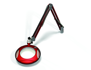 Green-Lite® 6" Blazing Red Round LED Magnifier; 43" Reach; Table Edge Clamp - Americas Industrial Supply