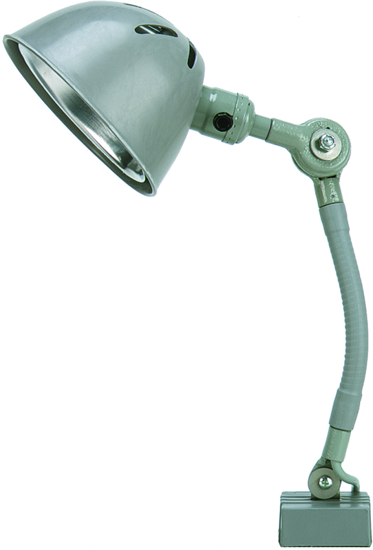 9" Uniflex Machine Lamp; 120V, 60 Watt Incandescent Light, Magnetic Base, Oil Resistant Shade, Gray Finish - Americas Industrial Supply