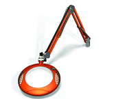 Green-Lite® 7-1/2" Brilliant Orange Round LED Magnifier; 43" Reach; Table Edge Clamp - Americas Industrial Supply