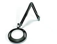 Green-Lite® 7-1/2" Black Round LED Magnifier; 43" Reach; Table Edge Clamp - Americas Industrial Supply