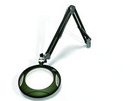 Green-Lite® 7-1/2" Racing Green Round LED Magnifier; 43" Reach; Table Edge Clamp - Americas Industrial Supply