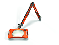 Green-Lite® 7" x 5-1/4"Brilliant Orange Rectangular LED Magnifier; 43" Reach; Table Edge Clamp - Americas Industrial Supply