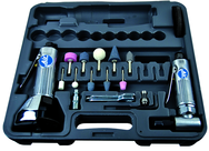 #2060 - Pneumatic Cut-Off Tool & Right Angle Grinder Kit - Includes: 1) each: Angle Die Grinder with collets; 3" Cut-Off Tool; Air Fitting (3) Cut-Off Wheels; (10) Mounted Points; (3) Spanner Wrenches; and Case - Americas Industrial Supply