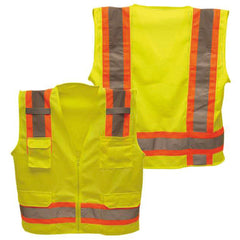 ‎Class 2 Hi-Vis Vest; DOT Strips, Zipper Closure, 6 Pockets - 2XL - Americas Industrial Supply