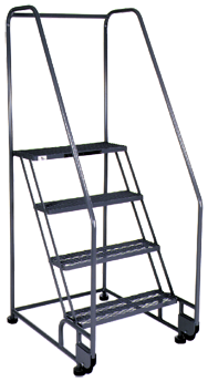 Model 3TR26; 3 Steps; 28 x 30'' Base Size - Tilt-N-Roll Ladder - Americas Industrial Supply