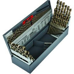 115 Pc. 3 in 1 (1/16" - 1/2" by 64ths / A-Z / 1-60) Cobalt Bronze Oxide Jobber Drill Set - Americas Industrial Supply