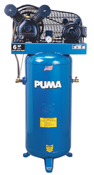 Air Compressors - Model #PP6060V; 60 Gallon / Vertical Tank; 6HP; 1PH; 230V Motor - Americas Industrial Supply