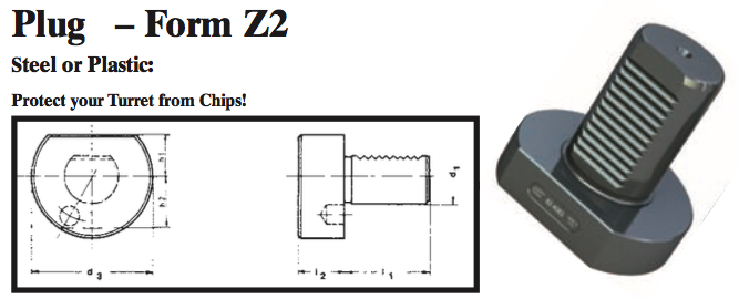 VDI Plug - Form Z2 (Steel) - Part #: CNC86 82.2558S - Americas Industrial Supply