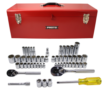Proto® 1/4" & 3/8" Drive 53 Piece Socket Set- 6 & 12 Point - Americas Industrial Supply