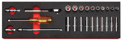 Proto® Foamed 1/4" Drive 25 Piece Combination Socket Set w/ Classic Pear Head Ratchet  - Full Polish - 6 Point - Americas Industrial Supply