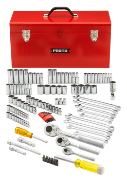 Proto® 1/4", 3/8" & 1/2" Drive 125 Piece Socket Set- 6, 8 & 12 Point w/ box J9975R - Americas Industrial Supply