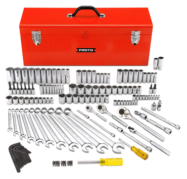 Proto® 1/4", 3/8" & 1/2" Drive 148 Piece Socket Set- 6 & 12 Point w/Box J9969R - Americas Industrial Supply
