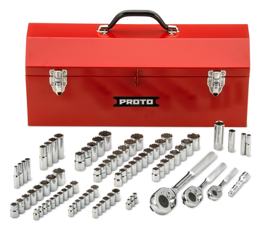 Proto® 1/4", 3/8", & 1/2" Drive 81 Piece Socket Set- 6 & 12 Point w/ Box J9971R - Americas Industrial Supply