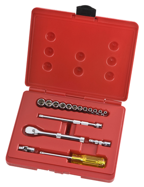 Proto® 1/4" Drive 17 Piece Metric Socket, Combination Set - 6 Point - Americas Industrial Supply