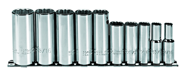 Proto® 3/8" Drive 10 Piece Deep Socket Set - 12 Point - Americas Industrial Supply