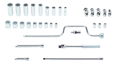 Proto® 3/8" Drive 33 Piece Socket, Combination Set - 12 and 8 Point - Americas Industrial Supply