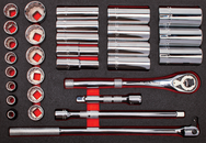 Proto® Foamed 1/2" Drive 30 Piece Socket Set w/ Premium Pear Head Ratchet - Full Polish - 12 Point - Americas Industrial Supply