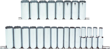 Proto® 1/2" Drive 23 Piece Metric Deep Socket Set - 12 Point - Americas Industrial Supply