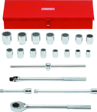 Proto® 3/4" Drive 20 Piece Socket Set - 12 Point - Americas Industrial Supply
