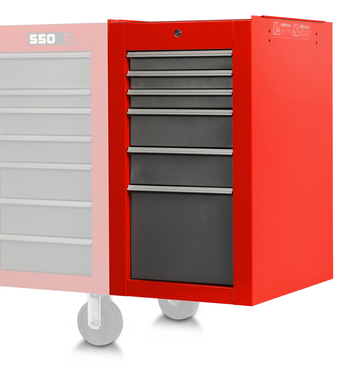 Proto® 550S Side Cabinet - 6 Drawer, Safety Red and Gray - Americas Industrial Supply