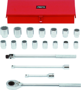 Proto® 3/4" Drive 19 Piece Metric Socket Set - 12 Point - Americas Industrial Supply