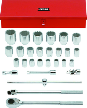 Proto® 3/4" Drive 28 Piece Metric Socket Set - 12 Point - Americas Industrial Supply