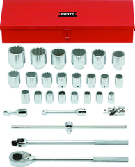 Proto® 3/4" Drive 28 Piece Metric Socket Set - 12 Point - Americas Industrial Supply