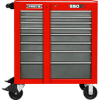 Proto® 550S 34" Roller Cabinet with Removable Lock Bar- 8 Drawer- Safety Red & Gray - Americas Industrial Supply