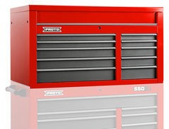 Proto® 550S 50" Top Chest - 10 Drawer, Safety Red and Gray - Americas Industrial Supply