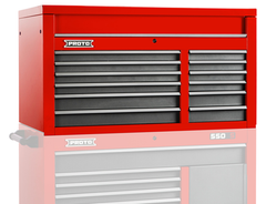 Proto® 550S 50" Top Chest - 12 Drawer, Safety Red and Gray - Americas Industrial Supply