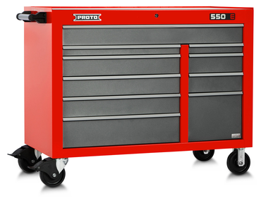 Proto® 550E 50" Power Workstation - 10 Drawer, Safety Red and Gray - Americas Industrial Supply