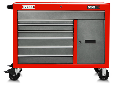 Proto® 550S 50" Workstation - 7 Drawer & 1 Shelf, Safety Red and Gray - Americas Industrial Supply