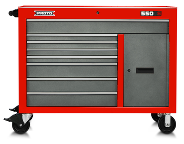 Proto® 550S 50" Workstation - 8 Drawer & 1 Shelf, Safety Red and Gray - Americas Industrial Supply