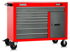 Proto® 550S 50" Workstation - 8 Drawer & 2 Shelves, Safety Red and Gray - Americas Industrial Supply