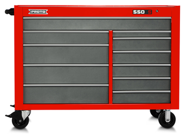 Proto® 550S 57" Workstation - 11 Drawer, Safety Red and Gray - Americas Industrial Supply