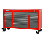 Proto® 550E 67" Power Workstation - 18 Drawer, Safety Red and Gray - Americas Industrial Supply