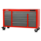 Proto® 550E 67" Front Facing Power Workstation w/ USB - 18 Drawer, Safety Red and Gray - Americas Industrial Supply