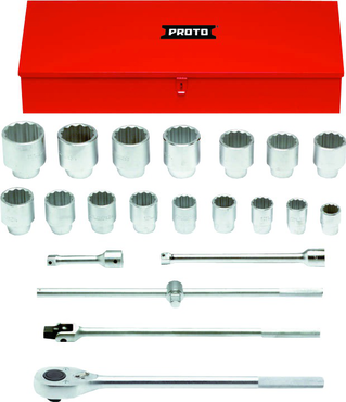 Proto® 1" Drive 22 Piece Socket Set - 12 Point - Americas Industrial Supply