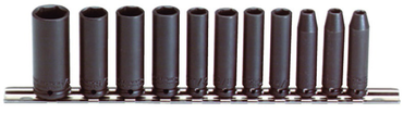 Proto® 1/4" Drive 11 Piece Deep Impact Socket Set - 6 Point - Americas Industrial Supply